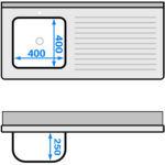 Komerciālā izlietne ar drenāžas virsmu un skapīti ar durvīm 1200x600x910mm viena trauks pa kreisi 400x400x250mm | Adexa DSB12602DL - Image 3