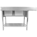 Divkāršā izlietne kreisajā pusē ar noteces virsmu un aizmugurējo sienu 1800x600x910mm | Adexa DSB1860L - Image 2