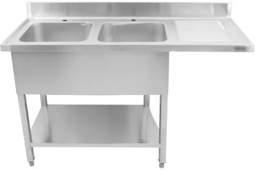 Divkāršā izlietne kreisajā pusē ar noteces virsmu un aizmugurējo sienu 1800x600x910mm | Adexa DSB1860L