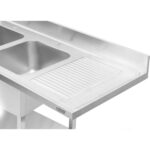 Divkāršā izlietne kreisajā pusē ar noteces virsmu un aizmugurējo sienu 1800x600x910mm | Adexa DSB1860L - Image 7