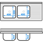 Divkāršā izlietne kreisajā pusē ar noteces virsmu un aizmugurējo sienu 1800x600x910mm | Adexa DSB1860L - Image 5