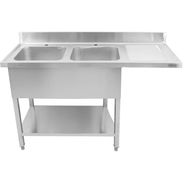 Divkāršā izlietne kreisajā pusē ar noteces virsmu un aizmugurējo sienu 1800x600x910mm | Adexa DSB1860L