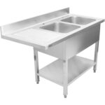 Dubultā izlietne pa labi ar notecināšanas virsmu un aizmugures sienu 1800x600x910mm | Adexa DSB1860R - Image 4