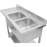 Dubultā izlietne pa labi ar notecināšanas virsmu un aizmugures sienu 1800x600x910mm | Adexa DSB1860R - Image 2