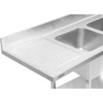 Dubultā izlietne pa labi ar notecināšanas virsmu un aizmugures sienu 1800x600x910mm | Adexa DSB1860R - Image 3