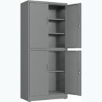 Profesionāls metāla uzglabāšanas skapis 4 veramās durvis 900x400x1800mm Slēdzams 3 regulējami plaukti Tumši pelēks | Adexa SEFC2DG