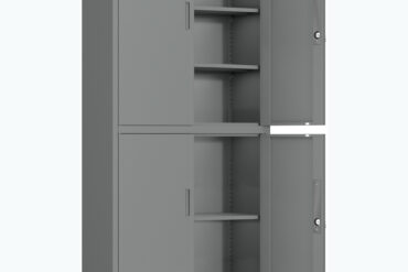 Profesionāls metāla uzglabāšanas skapis 4 veramās durvis 900x400x1800mm Slēdzams 3 regulējami plaukti Tumši pelēks | Adexa SEFC2DG