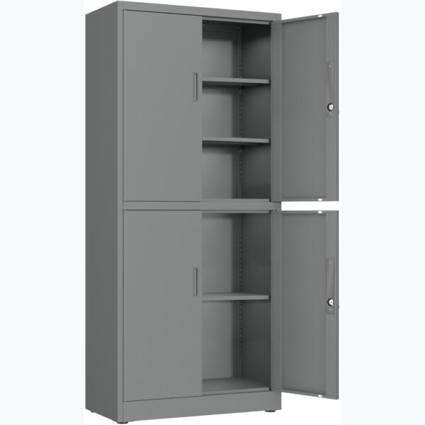 Profesionāls metāla uzglabāšanas skapis 4 veramās durvis 900x400x1800mm Slēdzams 3 regulējami plaukti Tumši pelēks | Adexa SEFC2DG