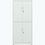 Profesionālais metāla uzglabāšanas skapis 4 veramās durvis 900x400x1800mm slēdzene 3 regulējamas plaukti gaiši pelēks | Adexa SEFC2LG - Image 4