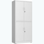 Profesionāla metāla uzglabāšanas skapis ar 4 veramām durvīm 900x400x1800mm Slēdzams 3 regulējamas plaukti Baltā krāsā | Adexa SEFC2W - Image 3