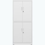 Profesionāla metāla uzglabāšanas skapis ar 4 veramām durvīm 900x400x1800mm Slēdzams 3 regulējamas plaukti Baltā krāsā | Adexa SEFC2W - Image 2