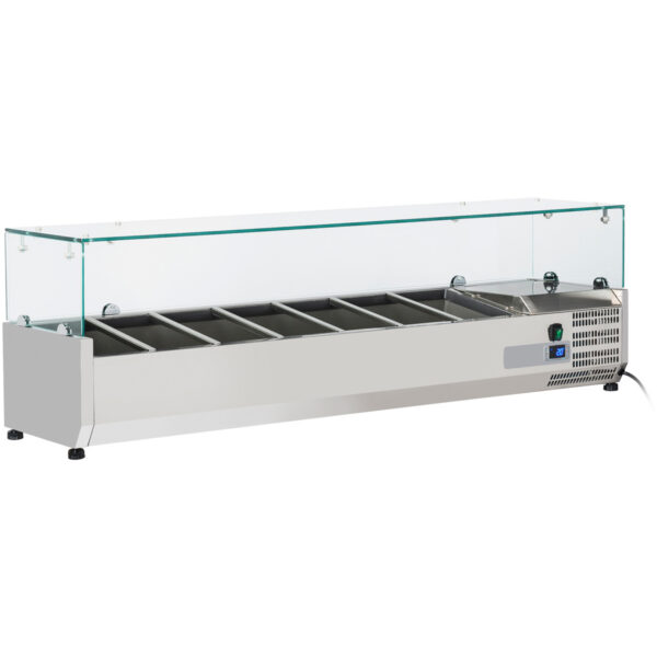 Refrigerēta virtuves iekārta ar stikla pārsegu 1600mm 7xGN1/3 | Adexa GT516