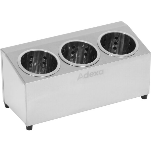 Komerciāla galda piederumu groza turētājs ar 3 caurumiem Nerūsējošais tērauds | Adexa KFA03B