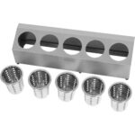 Komercijas galda piederumu grozu turētājs ar 5 caurumiem no nerūsējošā tērauda | Adexa KFA05B - Image 5