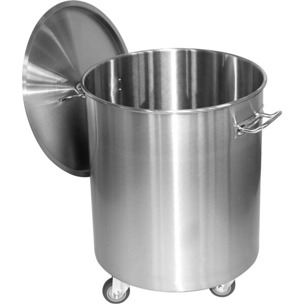 Profesionālais atkritumu kontainers Nerūsējošais tērauds ar Vāku un Ritenīšiem 75 litri | Adexa SDC75