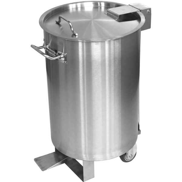 Profesionāls atkritumu konteineris no nerūsējošā tērauda ar vāku, ritenīšiem un pedāli 55 litri | Adexa SDCP55