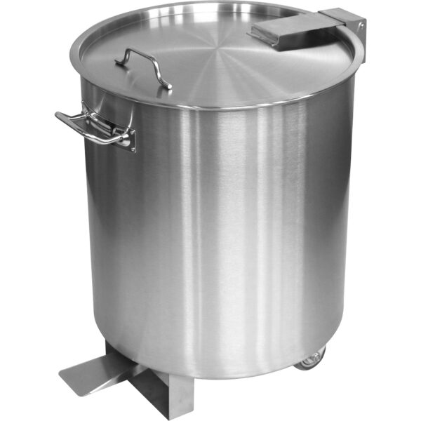 Profesionāla atkritumu tvertne Nerūsējošais tērauds ar vāku un riteņiem un pedāli 75 litri | Adexa SDCP75