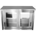 Sienas skapītis ar stikla bīdāmām durvīm Nerūsējošais tērauds 1000x400x650mm | Adexa SWCGD100402 - Image 4