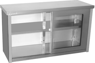 Sienas skapītis ar stikla bīdāmajām durvīm Nerūsējošais tērauds 1200x400x650mm | Adexa SWCGD120402