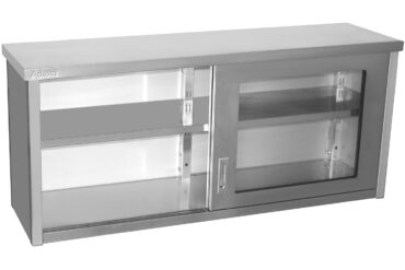 Stikla bīdāmo durvju sienas skapītis, nerūsējošais tērauds 1400x400x650mm | Adexa SWCGD140402