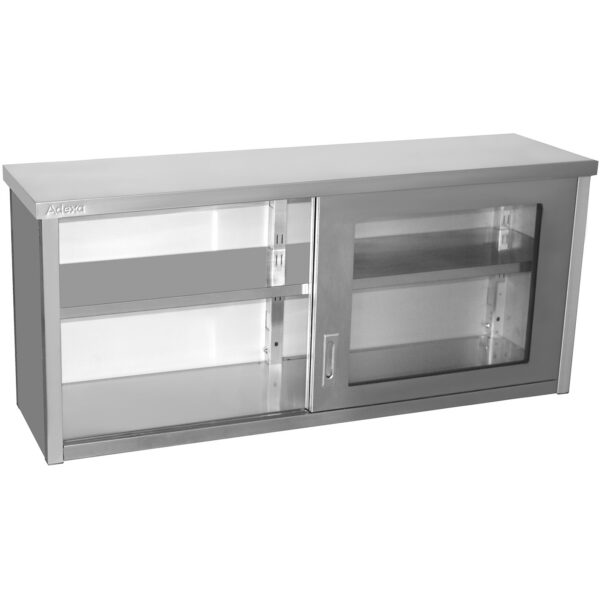 Stikla bīdāmo durvju sienas skapītis, nerūsējošais tērauds 1400x400x650mm | Adexa SWCGD140402