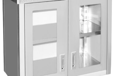 Sienas skapja skapītis ar stikla veramām durvīm Nerūsējošais tērauds 800x400x650mm | Adexa SWCGD80402