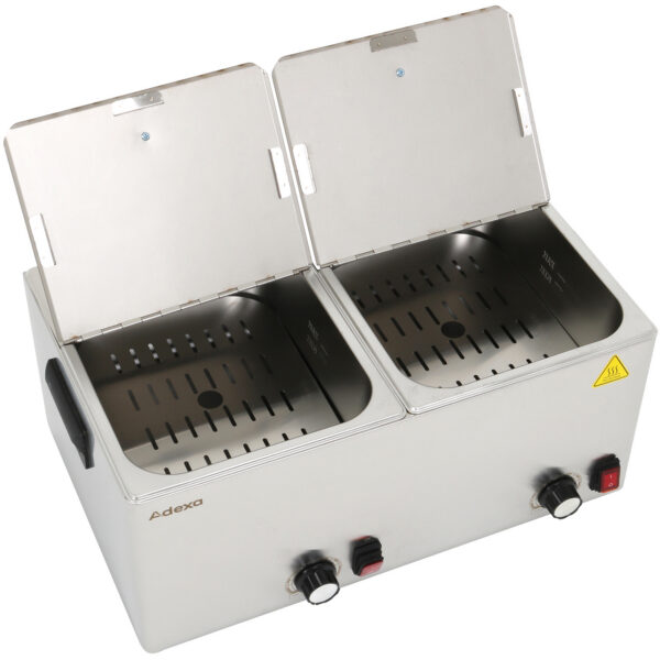 Komercionālie dubultie hotdogu sildītāji 2x8 litri 2.4kW | Adexa XDESW8D