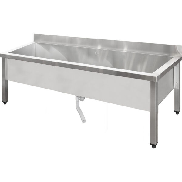 Zemā komerciālā trauku mazgātava Izlietne Nerūsējošā tērauda 1 bļoda Ar uzšļakstījumu aizsargu 1500x600x660mm Kvadrātveida kājas | Adexa SMSJY15060