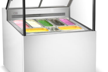 Profesionāls Gelato un saldējuma pasniegšanas displeja lete 7 traukiem Ar taisnu priekšpusi Balts | Adexa DW7