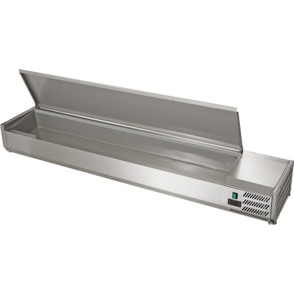 Aukstumiekārta ar darbagaldu 2000mm 9xGN1/3 Dziļums 380mm Nerūsējošā tērauda vāks | Adexa VRX2000380SS