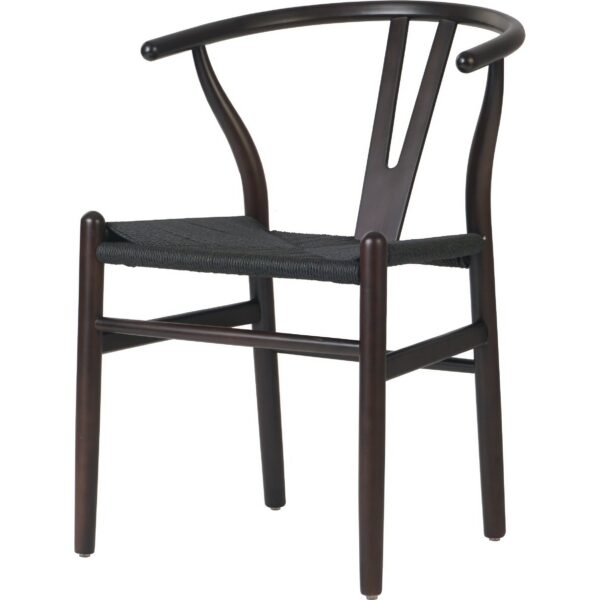 Beech Wood krēsls Tumša valrieksta krāsā ar melnu pītu virvju sēdekli | | Adexa GSW0029DWB