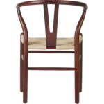 Gaiši riekstkoka krāsas dižskābarža koka krēsls ar gaišu pītu virvi sēdvietas daļā | | Adexa GSW0029LWBE - Image 7