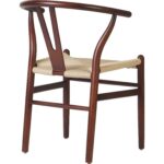 Gaiši riekstkoka krāsas dižskābarža koka krēsls ar gaišu pītu virvi sēdvietas daļā | | Adexa GSW0029LWBE - Image 6