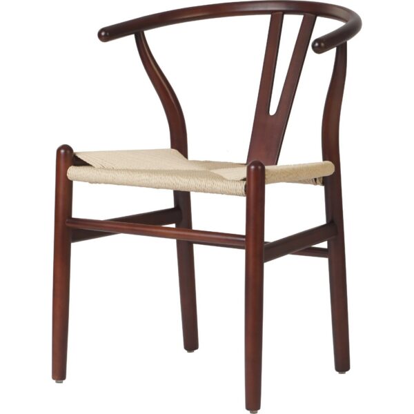 Gaiši riekstkoka krāsas dižskābarža koka krēsls ar gaišu pītu virvi sēdvietas daļā | | Adexa GSW0029LWBE