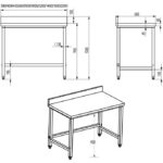 Komerciālais darba galds Nerūsējošais tērauds Bez apakšējā plaukta Atgrieztā mala 300x600x965mm | Adexa DW3060 - Image 2