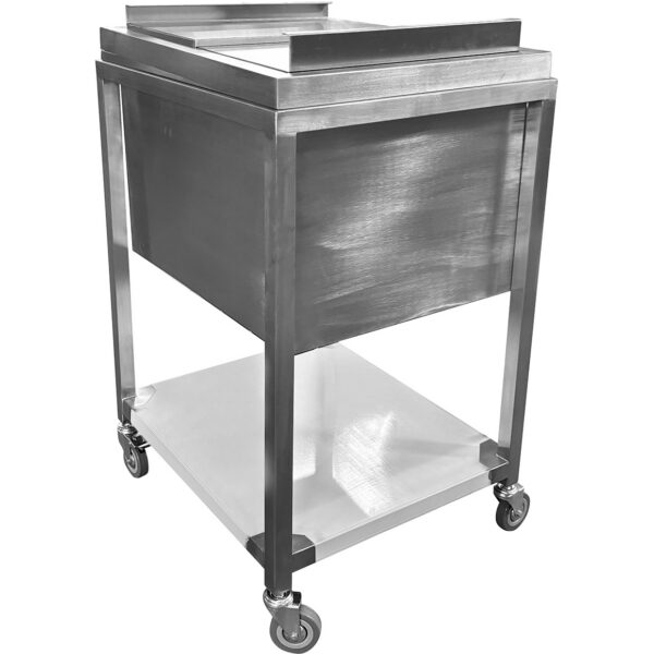 Komerciāla ledus kaste ar ritenīšiem un vāku, nerūsējošs tērauds 700x500x850mm | Adexa MIB504035