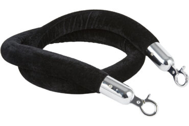 Melns samta norobežojošs virve ar sudraba galiem 1,5m | Adexa VR01BS