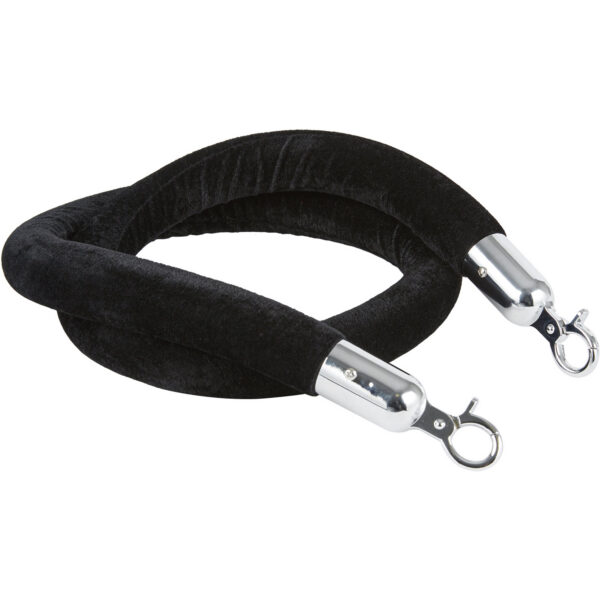 Melns samta norobežojošs virve ar sudraba galiem 1,5m | Adexa VR01BS