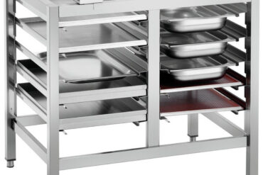 Komerciāls krāsns statīvs ar 5 līmeņu divrindu GN paplāšu statīvu 980x700x745mm | Adexa WHDR5T