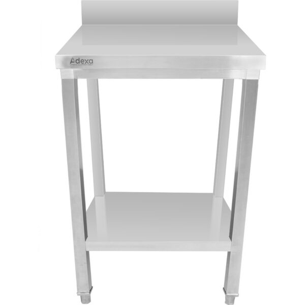 Komercdarba galds Nerūsējošais tērauds Ar apakšējo plauktu Aizsargmala 450x700x900mm | Adexa DWT4570