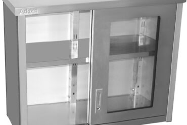 Sienas skapja skapītis ar stikla bīdāmām durvīm Nerūsējošs tērauds 1000x400x800mm | Adexa SWCGDHH100402