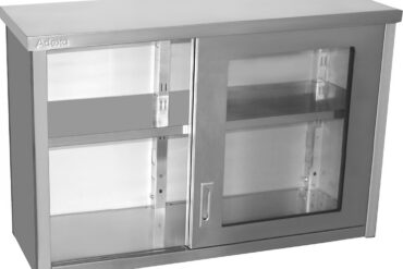Sienas skapīša skapītis ar stikla bīdāmām durvīm no nerūsējošā tērauda 1200x400x800mm | Adexa SWCGDHH120402