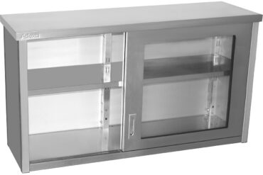 Sienas skapītis ar stikla bīdāmām durvīm Nerūsējošs tērauds 1400x400x800mm | Adexa SWCGDHH140402