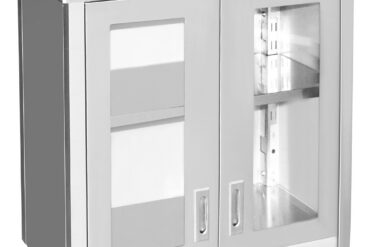 Sienas skapītis ar stikla šūpojamām durvīm Nerūsējošais tērauds 600x400x800mm | Adexa SWCGDHH60402