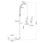 Sienas montējams priekšskalošanas smidzinātājs ar dubulto ieplūdi, augstums 955mm, nerūsējošais tērauds | Adexa EQ2802A - Image 2