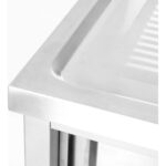 Komercijas izlietne Nerūsējošs tērauds 800x700x900mm 1 bļoda Aizsargslānis 50mm | Adexa DSE8070 - Image 6