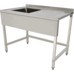 Komerciālais izlietnes nerūsējoša tērauda 1200x700x900mm 1 bļoda pa kreisi Aizsargsiena 50mm | Adexa DSE1270L