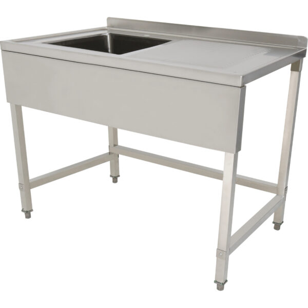 Komerciālais izlietnes nerūsējoša tērauda 1200x700x900mm 1 bļoda pa kreisi Aizsargsiena 50mm | Adexa DSE1270L