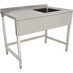 Komerciālais izlietne Nerūsējošais tērauds 1200x700x900mm 1 bļoda pa labi Aizmugures aizsargs 50mm | Adexa DSE1270R