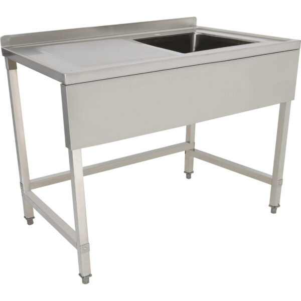 Komerciālais izlietne Nerūsējošais tērauds 1200x700x900mm 1 bļoda pa labi Aizmugures aizsargs 50mm | Adexa DSE1270R